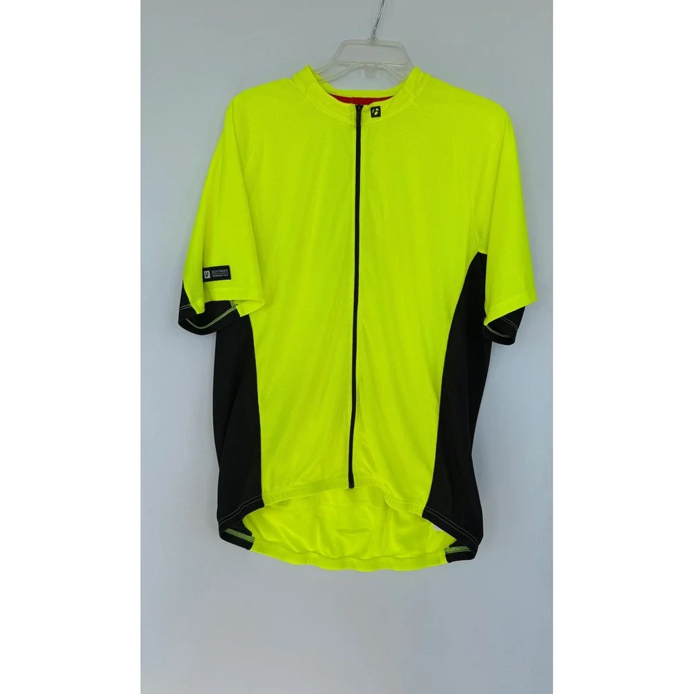Bontrager Solstice Cycling Jersey Mens XL Short Neon Yellow Full Zip Bike Hiking - Picture 1 of 10